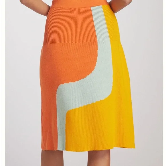 Anthro Margo Baridon Colorblocked Knit Midi Skirt - Picture 6 of 12